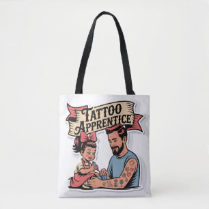 Tattoo Apprentice – Cute Cartoon Dad & Daughter Tote Bag