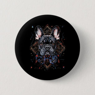 Tattoo Art French Bulldog Combined Geometric  6 Cm Round Badge