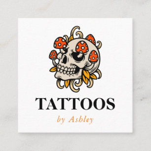 Tattoo Artist Add Your Social Media Creative Skull Square Business Card