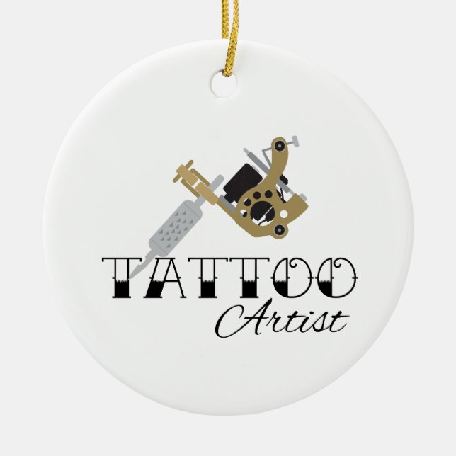 Tattoo Artist Ceramic Tree Decoration (Front)