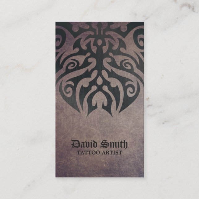 Tattoo Artist Cool Tribal Tattoo Vintage Business Card (Front)