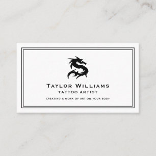 Tattoo Artist Dragon Illustration Black And White Business Card