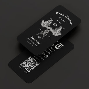 Tattoo Artist Elegant Black Silver Tattoo Machine  Business Card