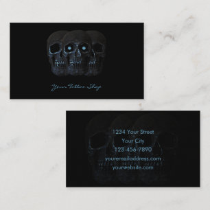 Tattoo Artist Gothic Black Blue Dark Skull Business Card