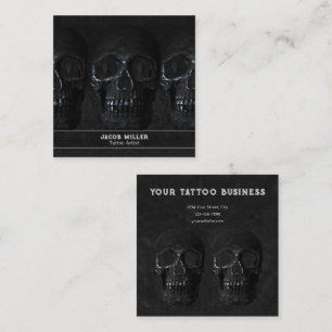 Tattoo Artist Gothic Black Dark Academia Skull Square Business Card