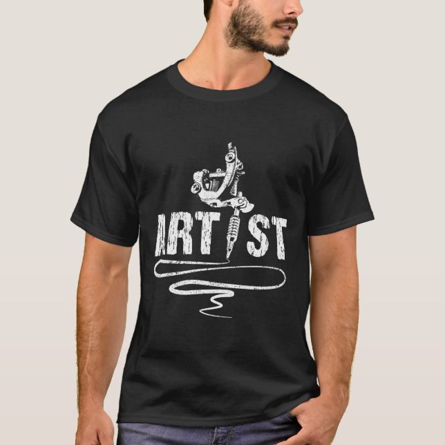 Tattoo Artist Italics Tattooing T-Shirt (Front)