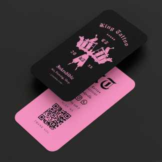 Tattoo Artist Monogram Black Pink Modern Business Card