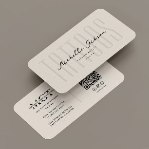 Tattoo Artist Monogram Modern Tattooist Sand Business Card