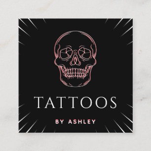 Tattoo Artist Neon Skull Cute Minimal Social Media Square Business Card