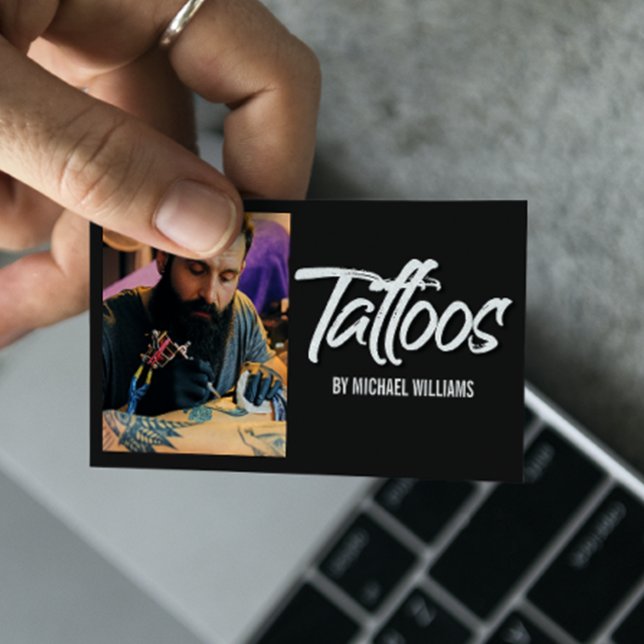 Tattoo Artist Photo Typography  Business Card (Creator Uploaded)