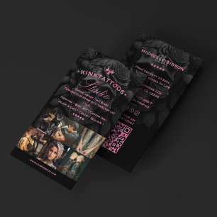 Tattoo Artist Pink Black Skull Grid Tattooist Business Card