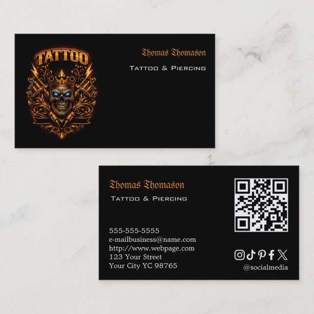 Tattoo artist QR code  Business Card (Front/Back)