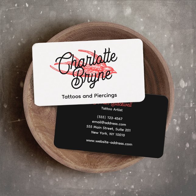 Tattoo Artist Retro Swallow  Business Card (Creator Uploaded)