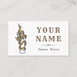 Tattoo Artist Salon Brown Snake Modern Trendy Business Card