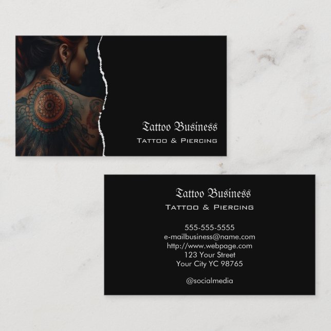 Tattoo artist salon  QR code Business Card (Front/Back)