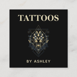 Tattoo Artist Salon Tiger Wild Animal Geometric    Square Business Card
