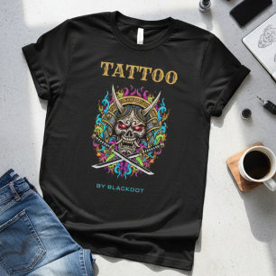 Tattoo Artist Samurai Skull Tattoo Studio Design T-Shirt