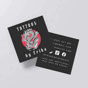Tattoo Artist Shop Salon Dragon Add Social Media Square Business Card