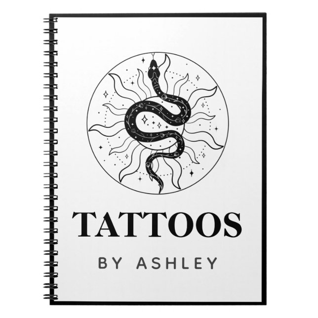 Tattoo Artist Snake Illustration Cosmic Mystical  Notebook (Front)