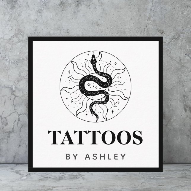 Tattoo Artist Snake Illustration Cosmic Mystical Square Business Card (Creator Uploaded)