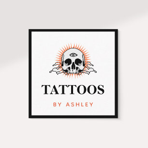 Tattoo Artist Social Media Skull Sunrise Sunset Square Business Card