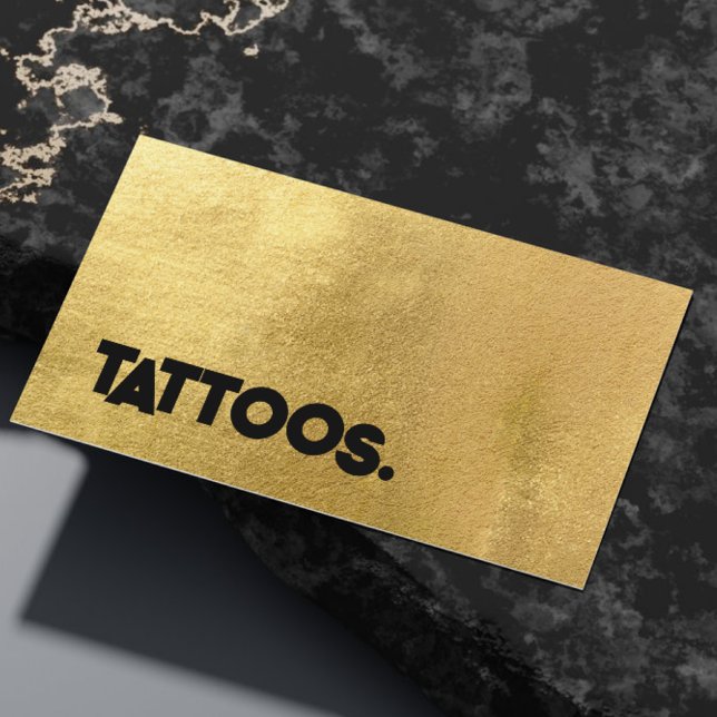 Tattoo Artist Tattooist Simple Gold Metalic  Business Card (Creator Uploaded)