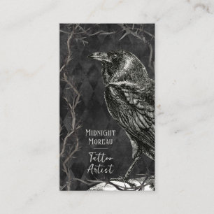 Tattoo Artist Vintage Crow QR Code Business Card