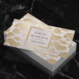 Tattoo Artist Vintage Gold Oriental Cloud Pattern Business Card