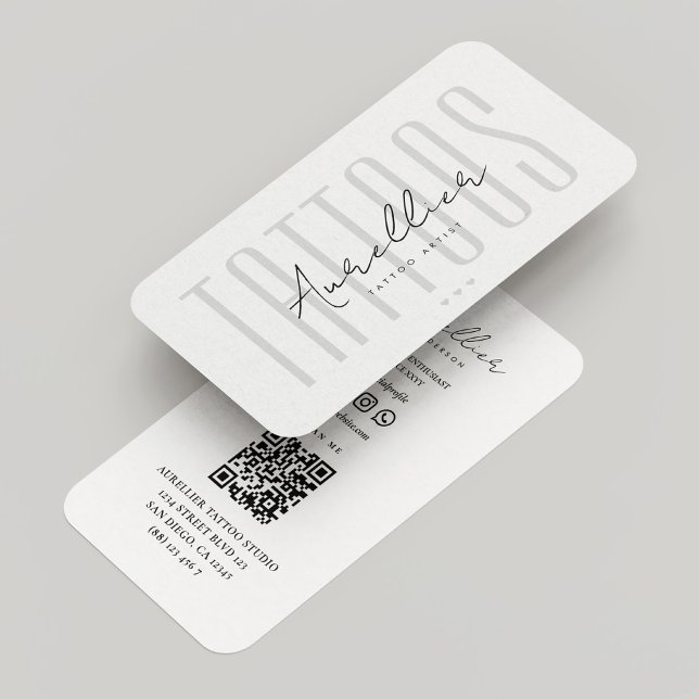 Tattoo Artist White Grey Tattoos Tattooist Modern Business Card (Tattoo Artist White Grey Tattoos Tattooist Modern Business Card
)