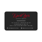 Tattoo artists black photo red script calligraphy
