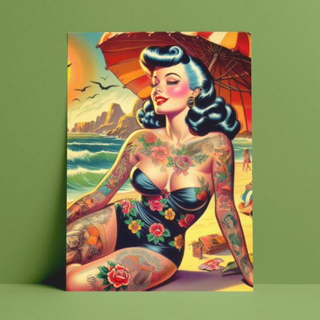 Tattoo Beach Pin-up Postcard (Creator Uploaded)