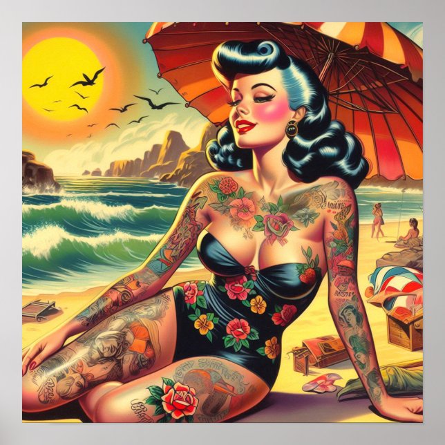 Tattoo Beach Pin-up Poster (Front)