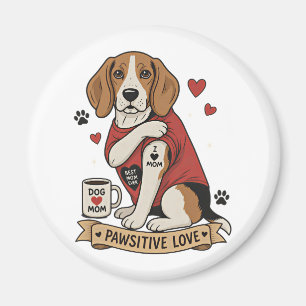 Tattoo Beagle Dog Illustration I Heart Mom Magnet