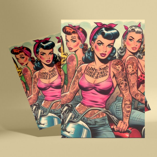 Tattoo Biker Girls Comics Postcard (Creator Uploaded)