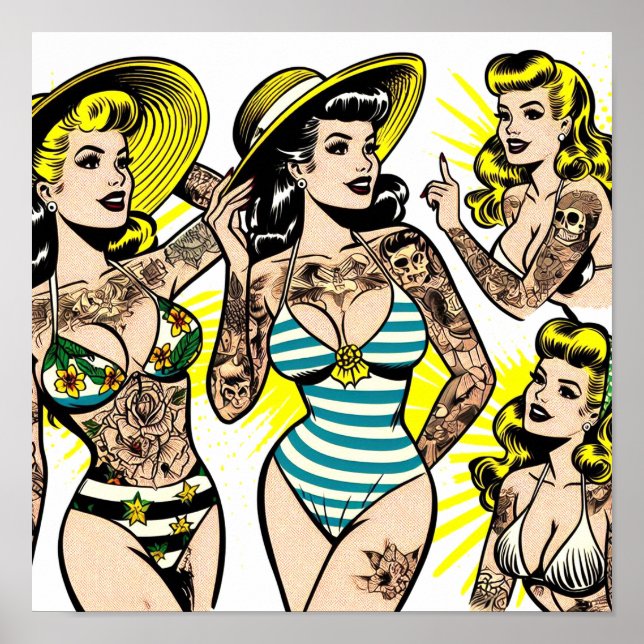 Tattoo Bikini Pin-up Comics Poster (Front)