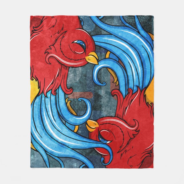 Tattoo Birds Fleece Blanket (Front)