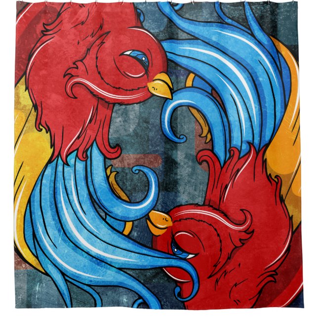 Tattoo Birds Shower Curtain (Front)