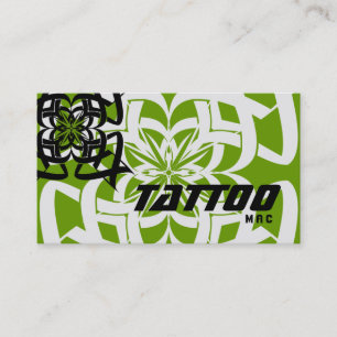 Tattoo Business Card Tribal Black Green White