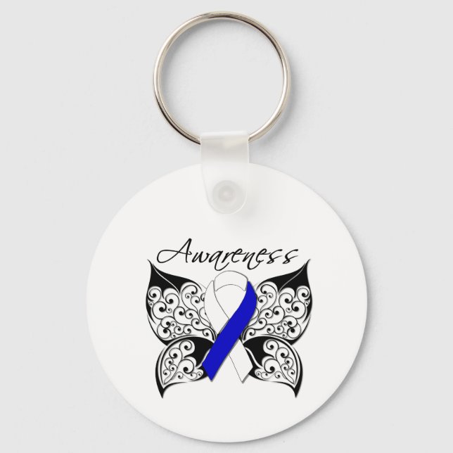 Tattoo Butterfly Awareness - ALS Disease Key Ring (Front)