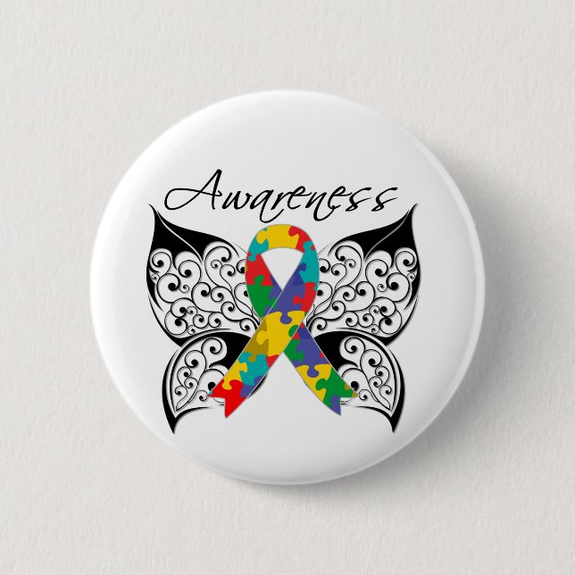 Tattoo Butterfly Awareness - Autism 6 Cm Round Badge (Front)