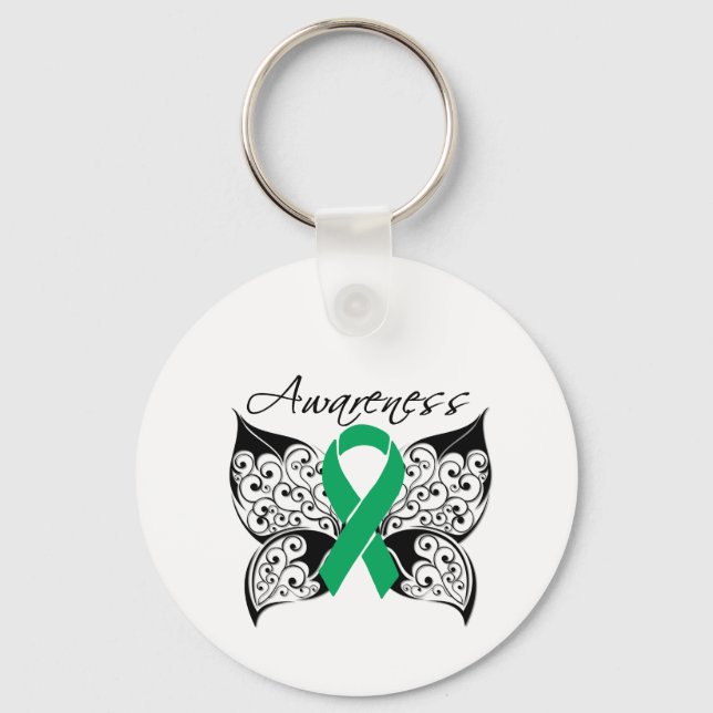 Tattoo Butterfly Awareness - Liver Cancer Key Ring (Front)