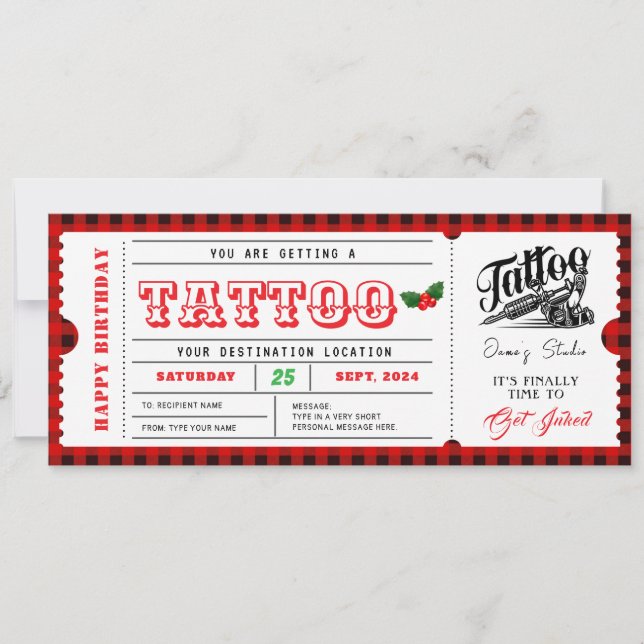 Tattoo Christmas Gift Ticket Certificate Voucher Invitation (Front)