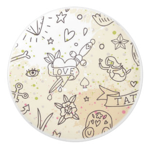 Tattoo concept pattern ceramic knob