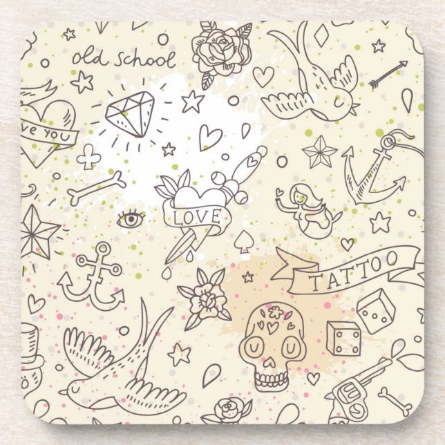 Tattoo concept pattern coaster (Front)