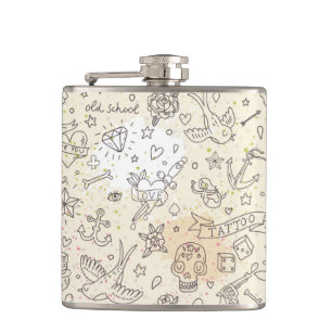 Tattoo concept pattern hip flask