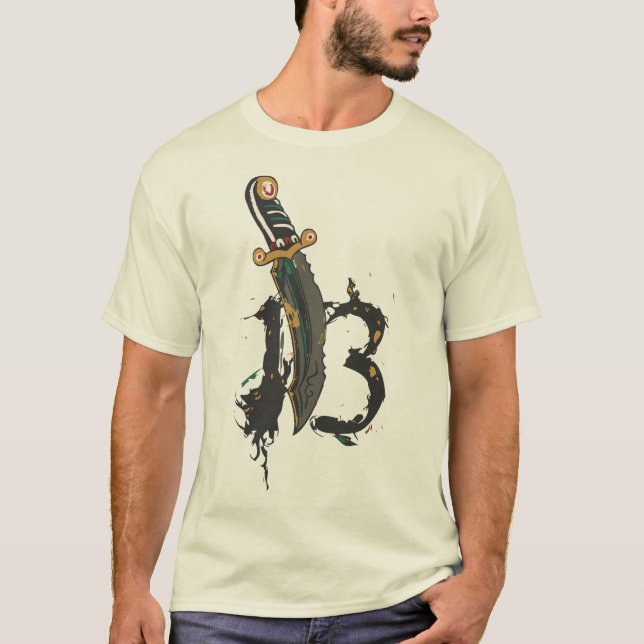 Tattoo dague number 13 knife old school dagger T-Shirt (Front)