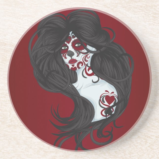 Tattoo Day of the Dead Sugar Skull Dia Coasters (Front)