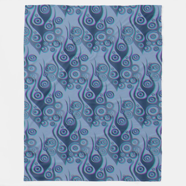 Tattoo flames & circles pattern + your backgr. fleece blanket (Front)