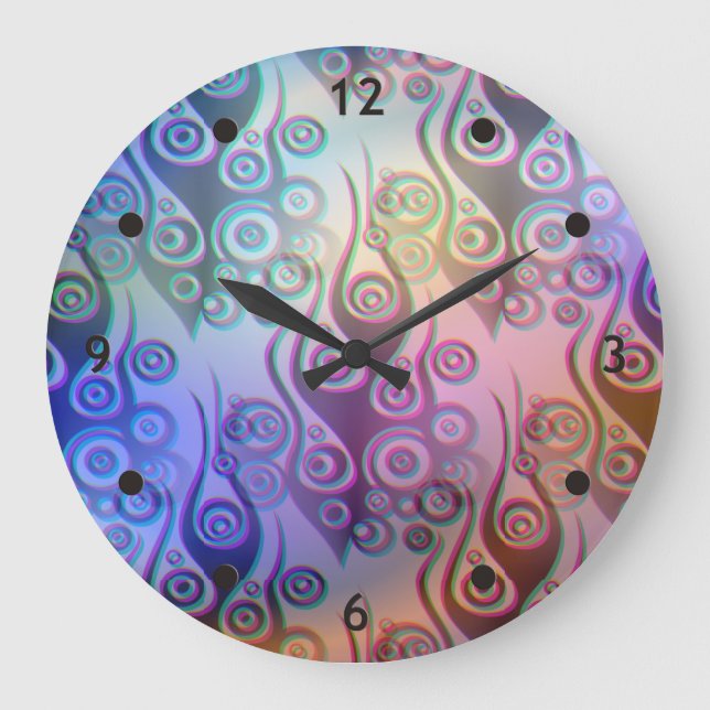 Tattoo flames & circles pattern + your backgr. large clock (Front)