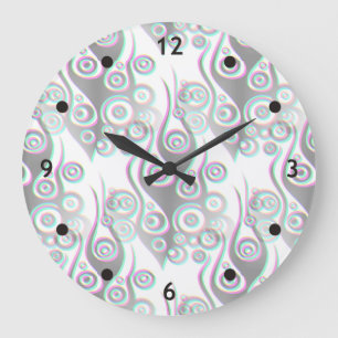 Tattoo flames & circles pattern + your backgr. large clock